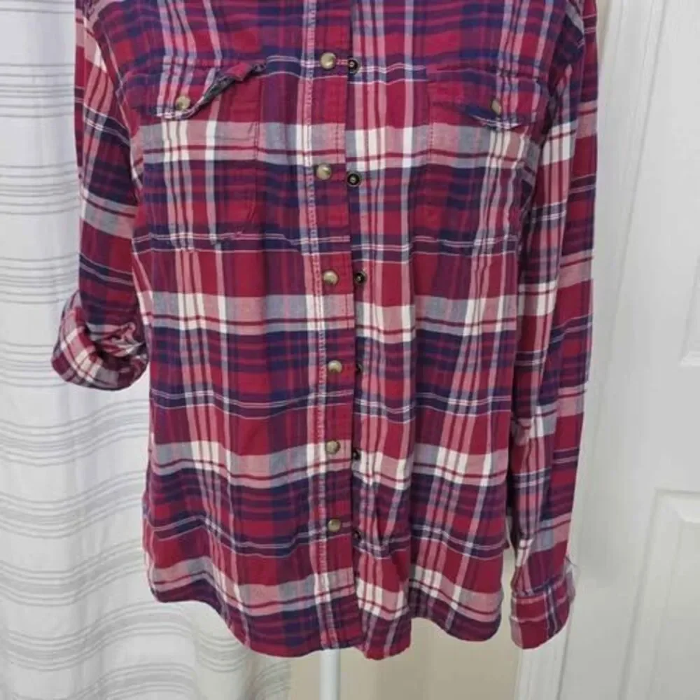 Jachs Girlfriend Plaid Flannel Button Down Shirt Size L